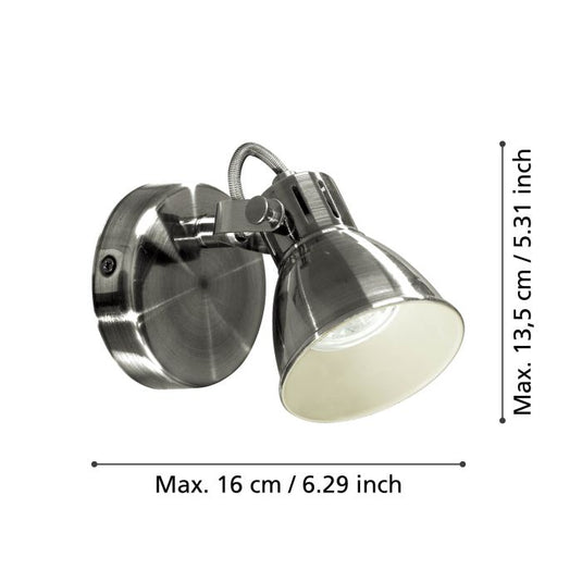 Foco LED de Parede e Teto com Suporte Metálico Níquel SERAS EGLO