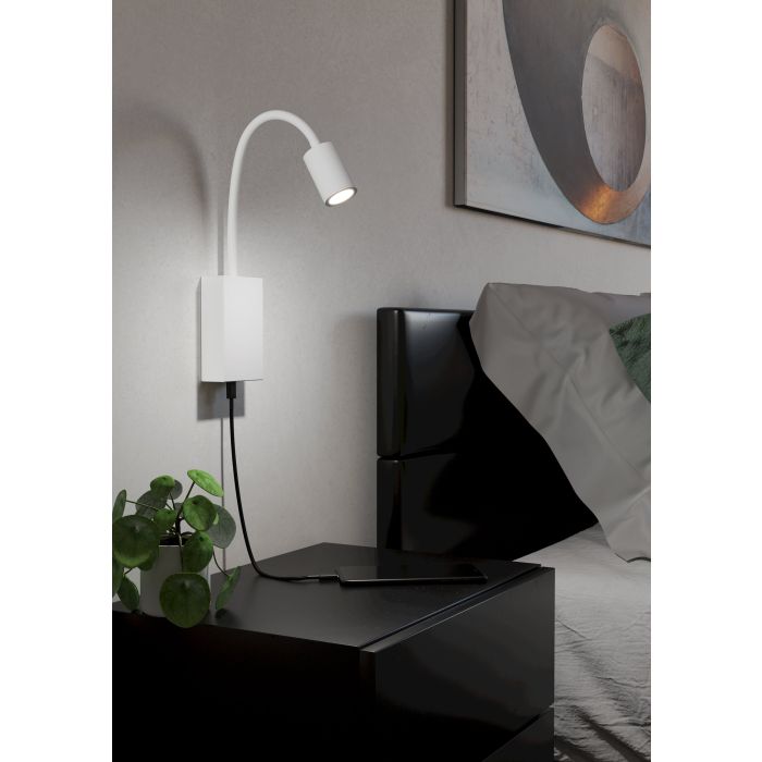 Carregue imagem no visualizador da galeriaAplique de Parede LED com Pescoço Ajustável e Porta USB TAZZOLI EGLO
