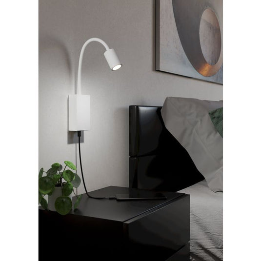 Aplique de Parede LED com Pescoço Ajustável e Porta USB TAZZOLI EGLO