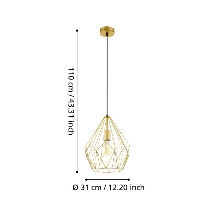 Carregue imagem no visualizador da galeriaCandeeiro de teto suspenso em forma de diamante dourado CARLTON EGLO
