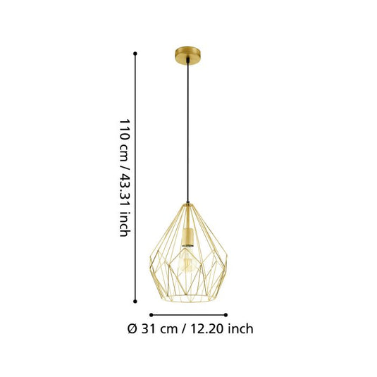 Candeeiro de teto suspenso em forma de diamante dourado CARLTON EGLO