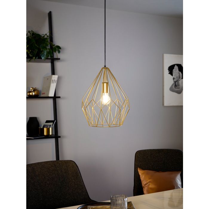 Carregue imagem no visualizador da galeriaCandeeiro de teto suspenso em forma de diamante dourado CARLTON EGLO
