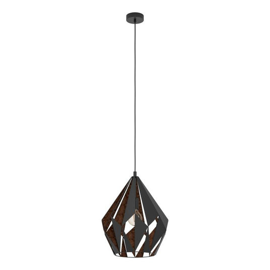 Candeeiro de teto com abajur metálico preto e interior cobre CARLTON 1 EGLO