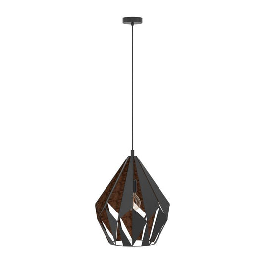 Candeeiro de teto com abajur metálico preto e interior cobre CARLTON 1 EGLO
