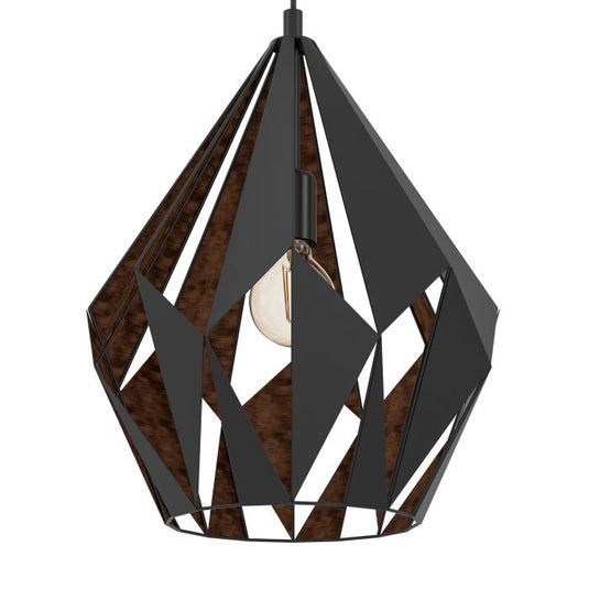 Candeeiro de teto com abajur metálico preto e interior cobre CARLTON 1 EGLO