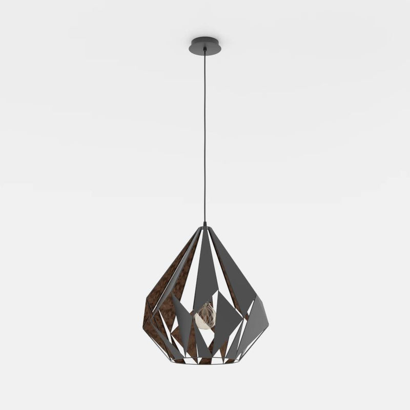 Cargue la imagen en el visor de la galería, Candeeiro de teto com abajur metálico preto e interior cobre CARLTON 1 EGLO
