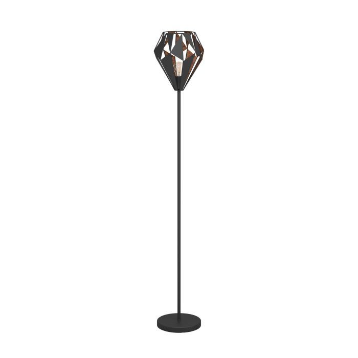 Carregue imagem no visualizador da galeriaCandeeiro de pé com base linear e abajur de metal preto CARLTON 1 EGLO
