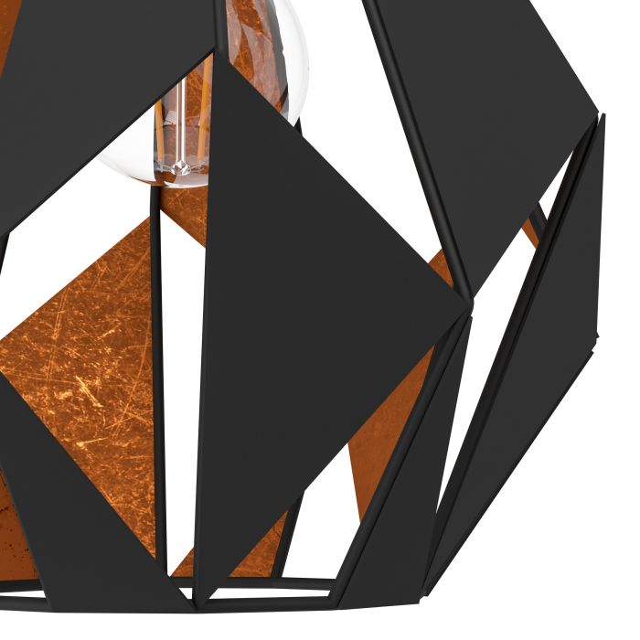 Cargue la imagen en el visor de la galería, Aplique de Parede com Abajur Geométrico Preto e Cobre CARLTON 1 EGLO
