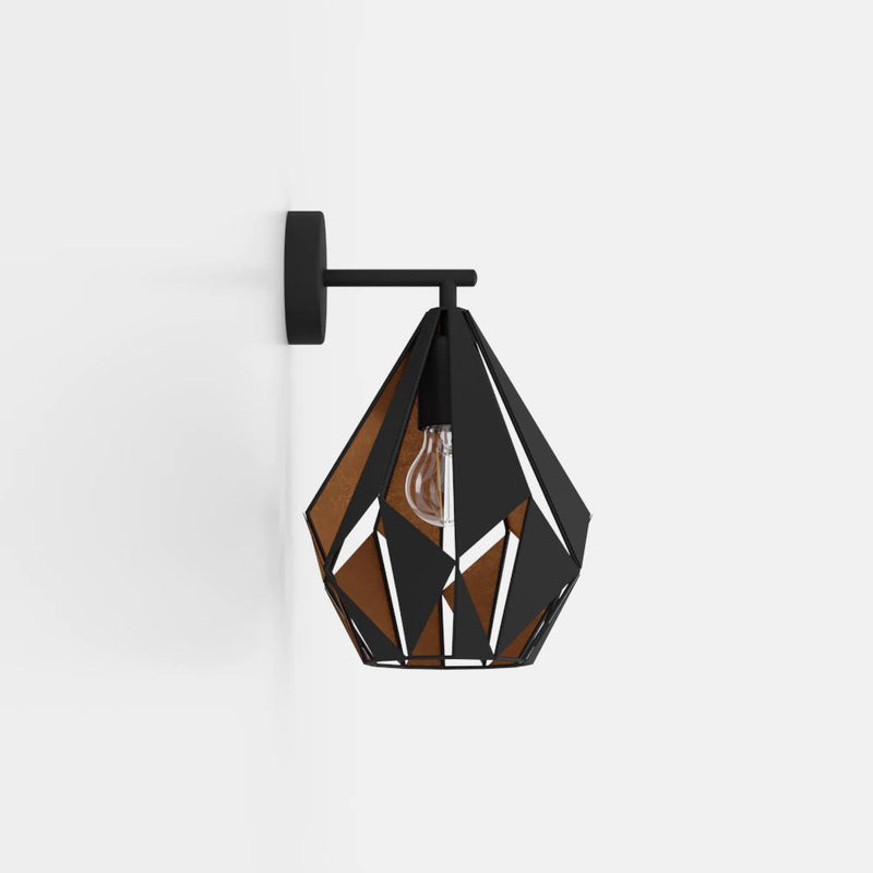 Cargue la imagen en el visor de la galería, Aplique de Parede com Abajur Geométrico Preto e Cobre CARLTON 1 EGLO
