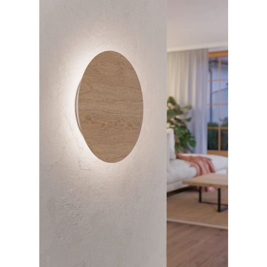 Aplique de Parede LED com Madeira e Acabamento Branco ALAMILO EGLO