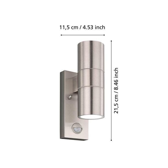 Load image into Gallery viewer, Aplique LED Exterior em Aço Inoxidável com Sensor RIGA 5 EGLO

