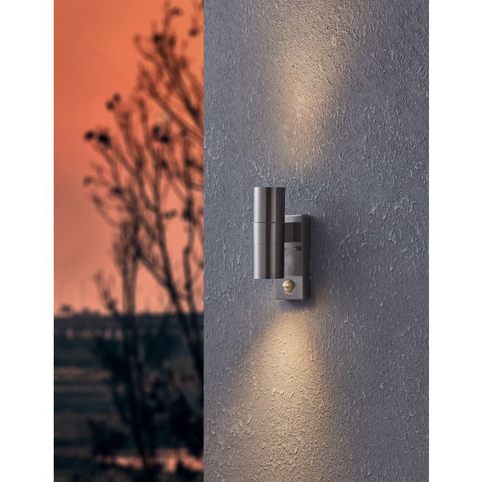 Load image into Gallery viewer, Aplique LED Exterior em Aço Inoxidável com Sensor RIGA 5 EGLO
