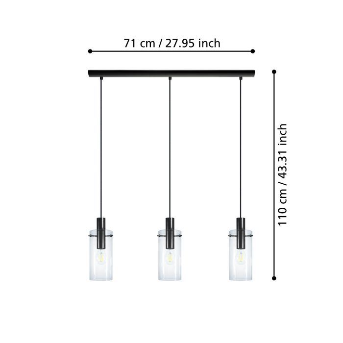 Chargez l'image dans la visionneuse de la galerie, Candeeiro de teto suspenso com vidro transparente MONTEFINO EGLO
