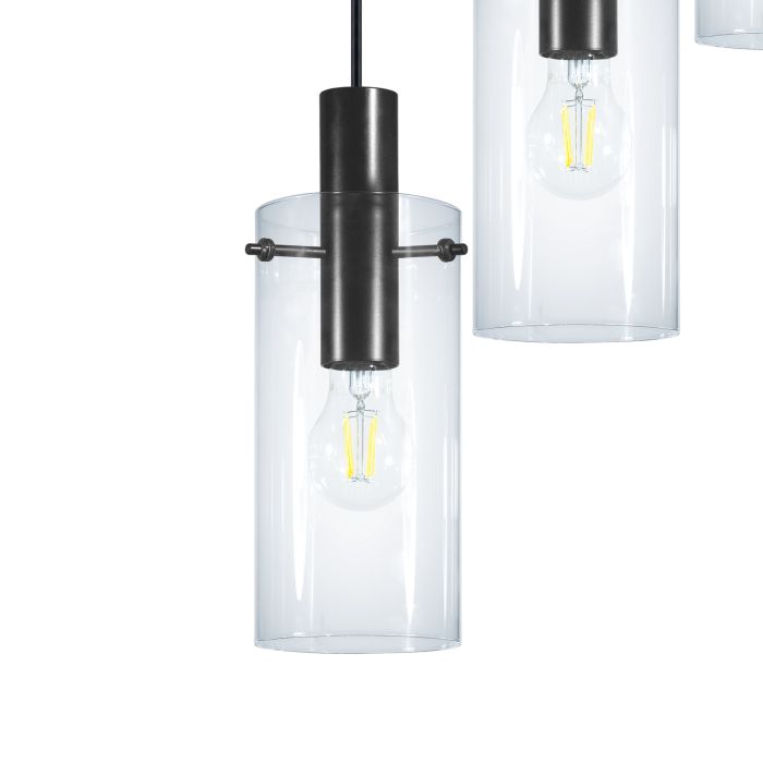 Chargez l'image dans la visionneuse de la galerie, Candeeiro de teto com 5 cilindros de vidro transparente MONTEFINO EGLO
