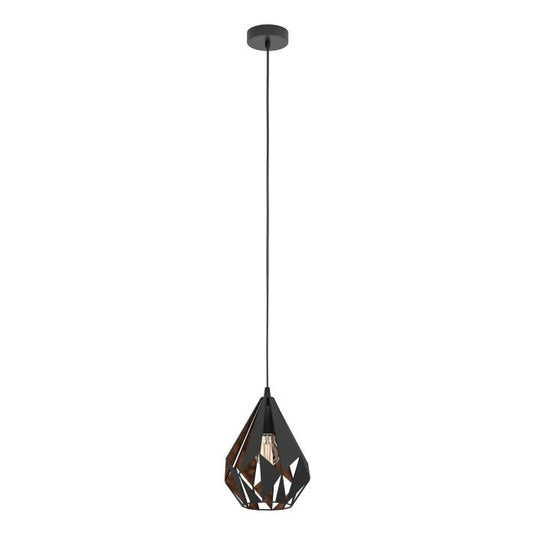 Candeeiro de teto suspenso com abajur de metal preto e interior cobre CARLTON 1 EGLO