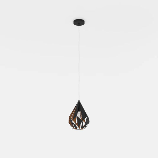 Candeeiro de teto suspenso com abajur de metal preto e interior cobre CARLTON 1 EGLO