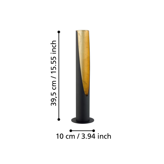 Carregue imagem no visualizador da galeriaCandeeiro de Mesa LED Tubular Preto e Dourado BARBOTTO EGLO
