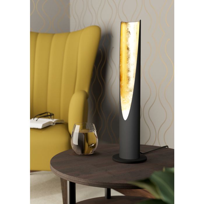 Carregue imagem no visualizador da galeriaCandeeiro de Mesa LED Tubular Preto e Dourado BARBOTTO EGLO
