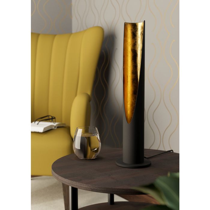 Carregue imagem no visualizador da galeriaCandeeiro de Mesa LED Tubular Preto e Dourado BARBOTTO EGLO
