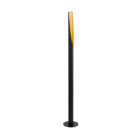 Candeeiro de pé LED em tubo metálico preto com interior dourado BARBOTTO EGLO