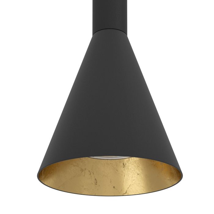 Load image into Gallery viewer, Candeeiro de teto suspenso metálico preto com interior dourado CORTADERAS EGLO
