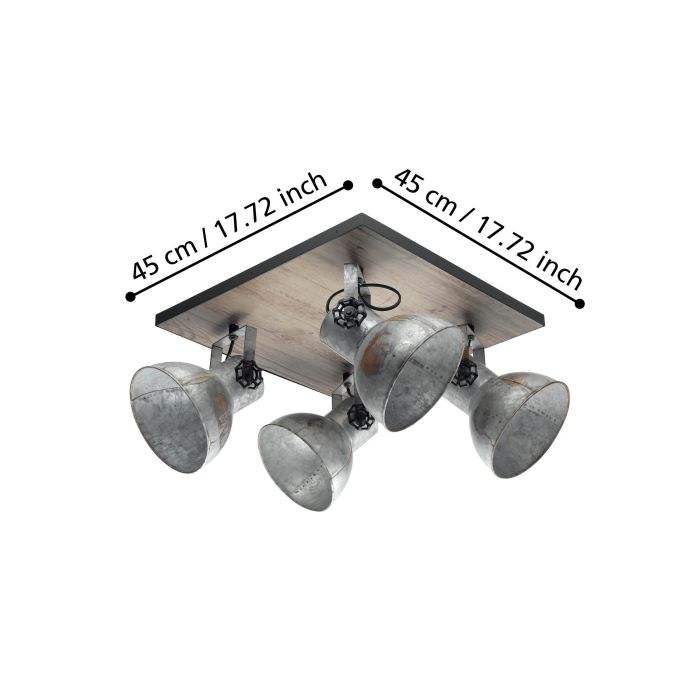 Load image into Gallery viewer, Candeeiro de Teto BARNSTAPLE EGLO – 4 Focos Ajustáveis, Estilo Industrial
