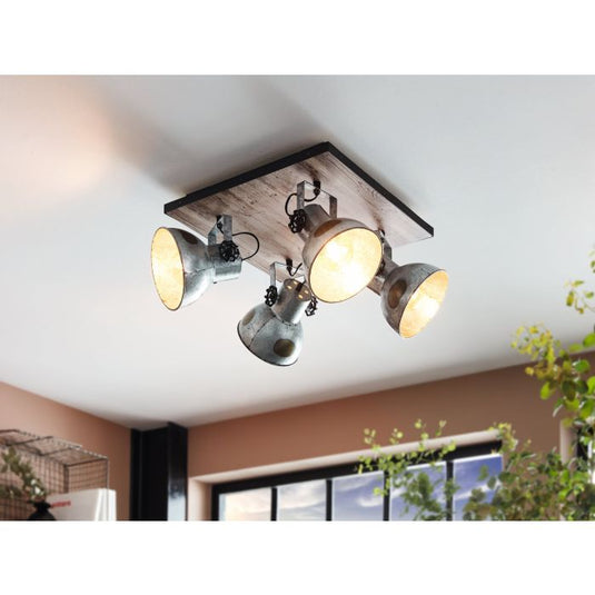 Candeeiro de Teto BARNSTAPLE EGLO – 4 Focos Ajustáveis, Estilo Industrial