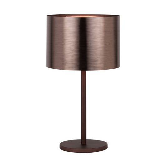 Candeeiro de Mesa com Base Metálica Castanha e Abajur Brilhante SAGANTO 1 EGLO