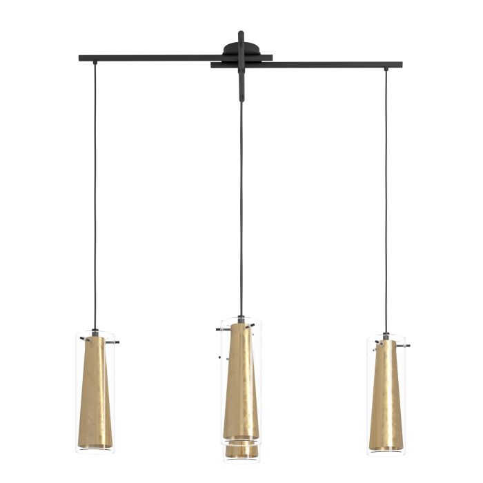 Carregue imagem no visualizador da galeriaCandeeiro de teto com quatro abajures de vidro dourado PINTO GOLD EGLO
