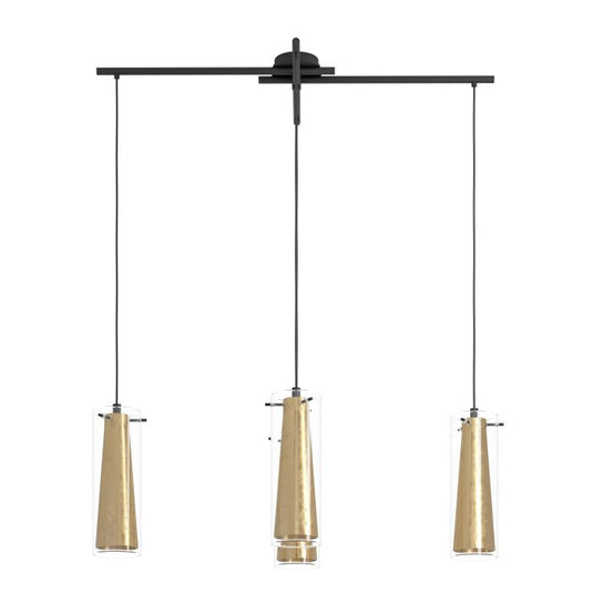 Candeeiro de teto com quatro abajures de vidro dourado PINTO GOLD EGLO