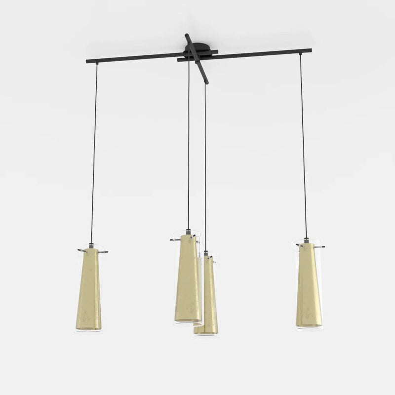 Carregue imagem no visualizador da galeriaCandeeiro de teto com quatro abajures de vidro dourado PINTO GOLD EGLO
