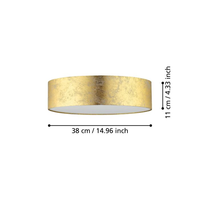 Carregue imagem no visualizador da galeriaVISERBELLA Candeeiro de Teto Dourado EGLO – Plafon Têxtil 110cm
