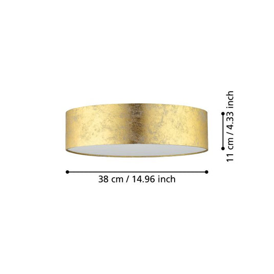 VISERBELLA Candeeiro de Teto Dourado EGLO – Plafon Têxtil 110cm