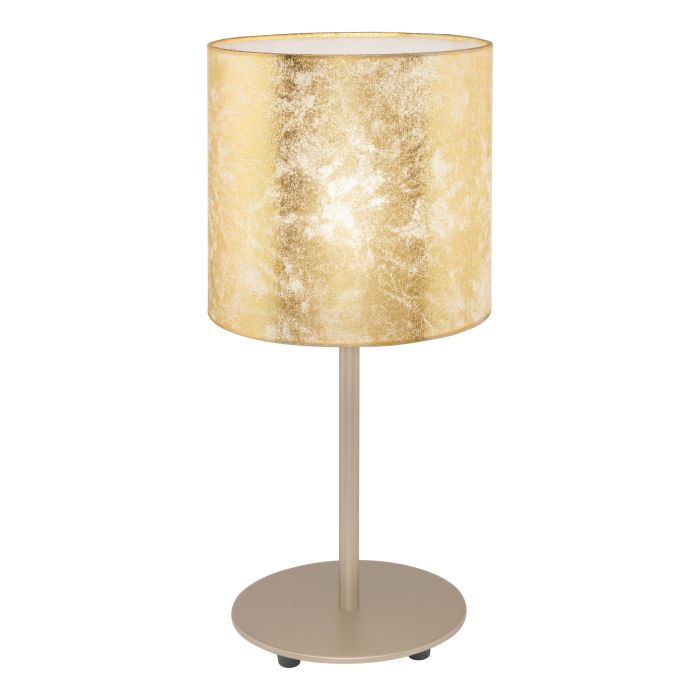 Carregue imagem no visualizador da galeriaCandeeiro de Mesa com Base Metálica Champanhe e Abajur em Tecido VISERBELLA EGLO
