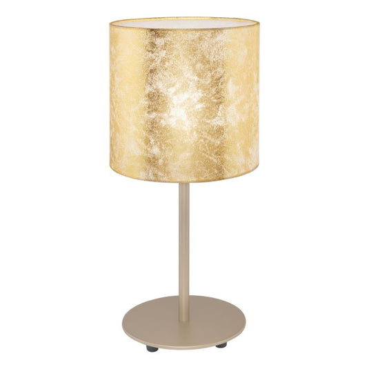 Candeeiro de Mesa com Base Metálica Champanhe e Abajur em Tecido VISERBELLA EGLO