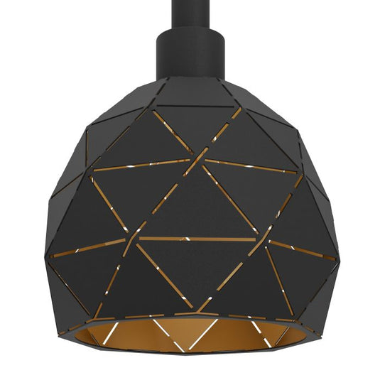 Candeeiro de teto com três abajures geométricos em metal preto ROCCAFORTE EGLO
