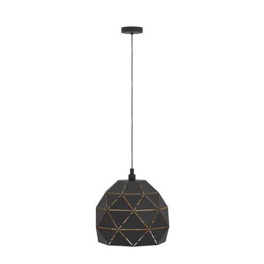 Candeeiro de teto com abajur geométrico preto e dourado ROCCAFORTE EGLO