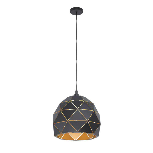 Candeeiro de teto com abajur geométrico preto e dourado ROCCAFORTE EGLO
