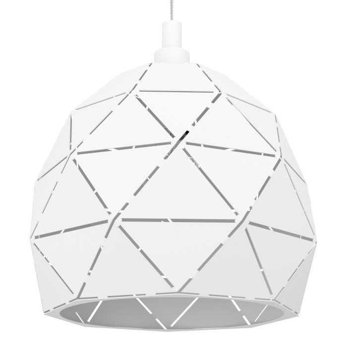 Chargez l'image dans la visionneuse de la galerie, Candeeiro de teto com abajur redondo em metal branco ROCCAFORTE EGLO
