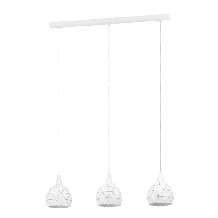 Chargez l'image dans la visionneuse de la galerie, Candeeiro de teto suspenso com três abajures em metal branco ROCCAFORTE EGLO
