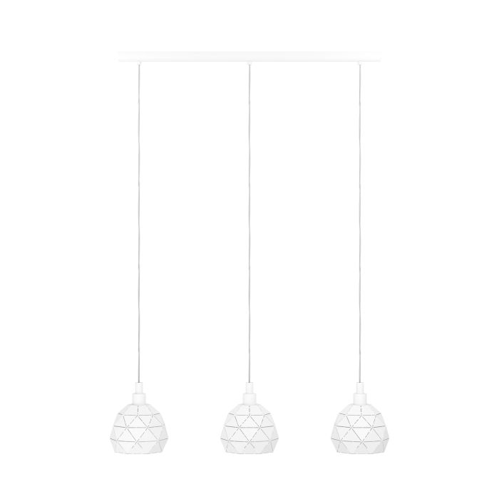 Chargez l'image dans la visionneuse de la galerie, Candeeiro de teto suspenso com três abajures em metal branco ROCCAFORTE EGLO
