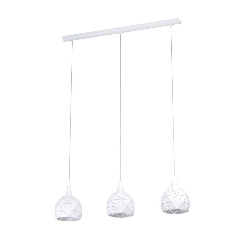 Chargez l'image dans la visionneuse de la galerie, Candeeiro de teto suspenso com três abajures em metal branco ROCCAFORTE EGLO
