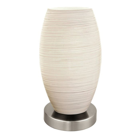 Candeeiro de Mesa com Base Níquel Fosco e Abajur Branco BATISTA 3 EGLO