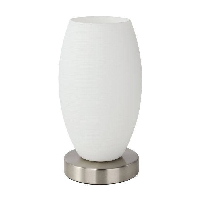 Chargez l'image dans la visionneuse de la galerie, Candeeiro de Mesa com Base Níquel Fosco e Abajur Branco BATISTA 3 EGLO
