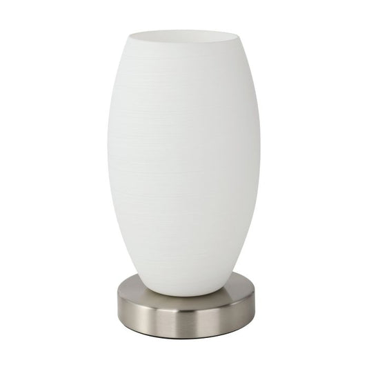 Candeeiro de Mesa com Base Níquel Fosco e Abajur Branco BATISTA 3 EGLO