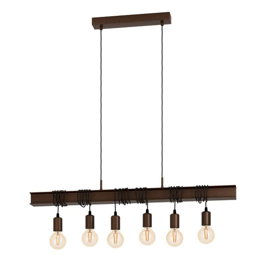 Candeeiro de teto com barra de metal castanho-ferrugem TOWNSHEND 4 EGLO