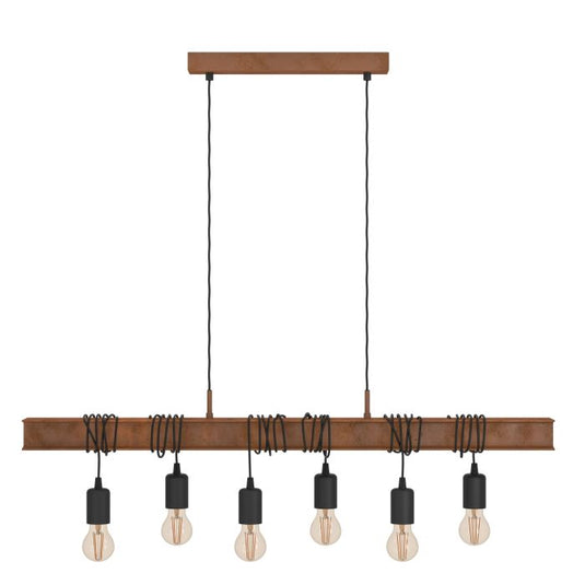 Candeeiro de teto com barra de metal castanho-ferrugem TOWNSHEND 4 EGLO