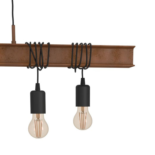 Candeeiro de teto com barra de metal castanho-ferrugem TOWNSHEND 4 EGLO
