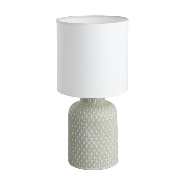 Chargez l'image dans la visionneuse de la galerie, Candeeiro de Mesa com Base em Cerâmica Cinzenta e Abajur Branco BELLARIVA EGLO
