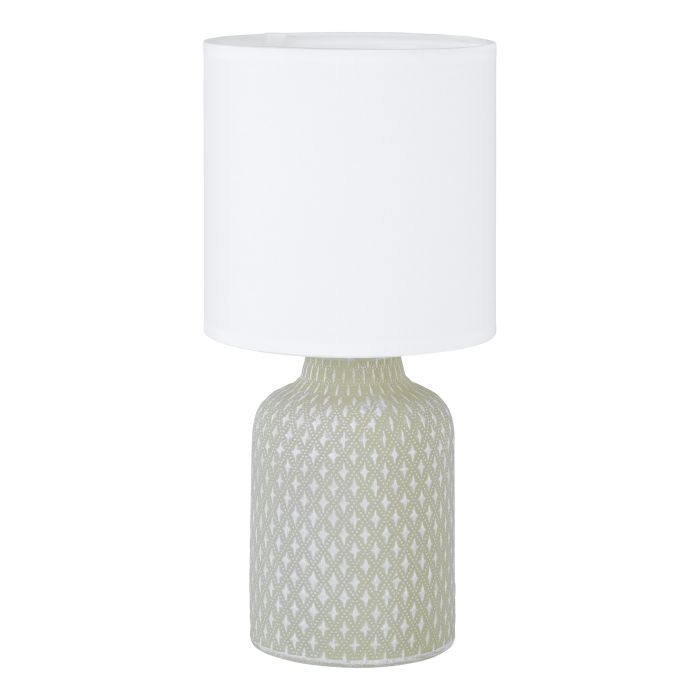 Chargez l'image dans la visionneuse de la galerie, Candeeiro de Mesa com Base em Cerâmica Cinzenta e Abajur Branco BELLARIVA EGLO
